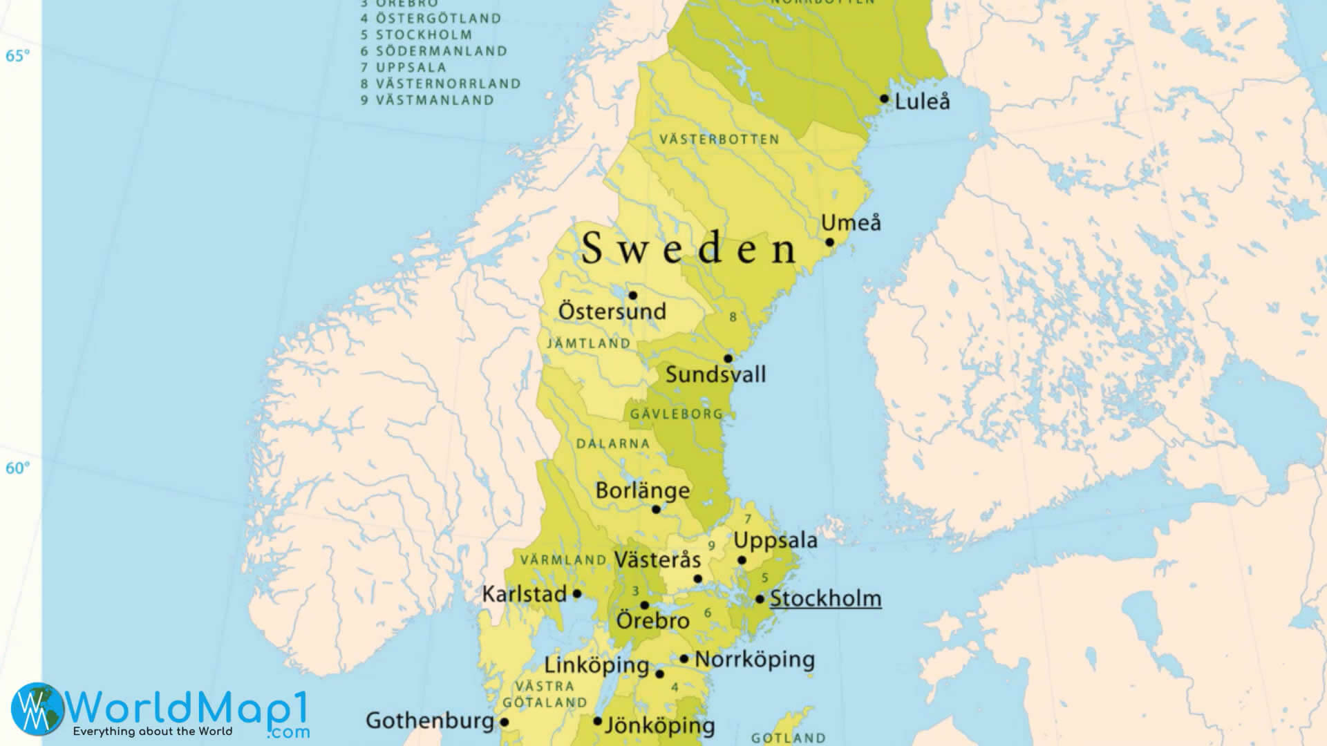 Sweden Major Cities Map